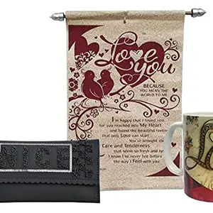 Saugat Traders Love Gift for Her - Coffee Mug, Love Scroll Card & Women's Wallet-Birthday-Anniversary Gift for-Girlfriend-Wife-Fiancee