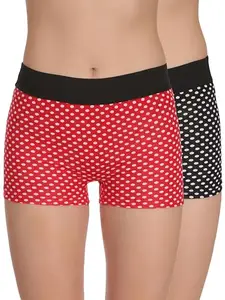 Selfcare Polka Dot Cotton High-Rise Tummy Control Boy Short Panties for Women (Pack of 2) (SN2414-XL)