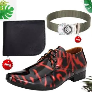 Relaxed Trendy Formal Shoes/Party Shoes/Shoes Combo with Free Wallet & Belt for Men and Boys (BAZAAR256_AXR-TC-101) Multicolor
