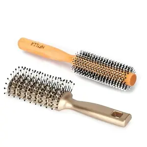 Nfilla Round Nylon & Boar Bristle Hair Brush For Men | Premium Hair Roller Comb for Volume, Straightening, Curling & Blow Drying | Add Shine, Volume, Styling 2