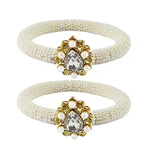 MAYA FASHION White Stone Brass Bangle With Very Extra Large Size Elegant Extra Large Size Bangle | Perfect Fit for Plus Size banglesTrendy and Comfortable Fit for woman and girls | (Sku-ban2161)