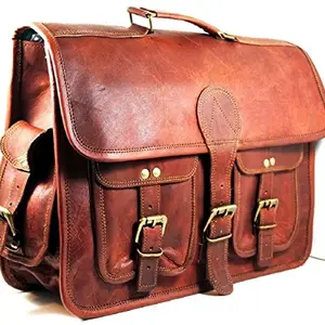 Vintage Fashion Leather Laptop Messenger Bag Cum Briefcase Size 15 x 11 x 4 Inches