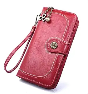 Oulm Red Polyurethane Women's Wallet (WA13)