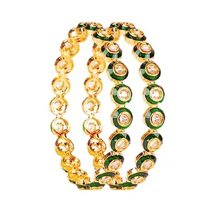 Zevarly Gold Plated Silver Tone fabulous AD Bangles for Women/Girl (2.10)