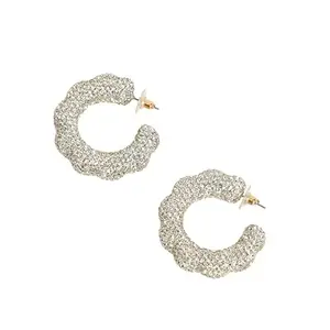 SOHI Women's The Jingle Hoop Earrings For Casual Wear | Crystal Silver Colour | Alloy Material | Push Back Closure | Artificial Stone Earrings| Fashion Hoop Earrings For Women & Girls