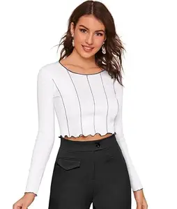 Concern INC Women's Hosiery Crop Top (White, Size:L)-PID40723