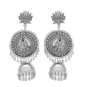 M/S SREE COLLECTION Silver Boho Oxidised Dangler Earrings for Women & Girls