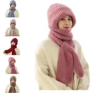 3-in-1 Hooded Scarf with Face Mask – Winter Hat, Neck Warmer & Scarf Combo for Women, Men & Kids – Soft, Cozy, Cute Khaki Cold Weather Wrap for Outdoor Use