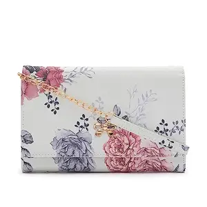 Globus Women Blue Printed Vegan Leather Envelope Wallet with Bow Detail