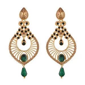I Jewels Traditional Gold Plated Dangler & Drop Chandbali Designer Earrings For Women (E2612G)