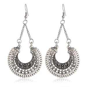 Shining Diva Fashion Oxidised Silver White Fancy Ear Rings Traditional Earrings For Women & Girls Jewelry (rrsd9510er)