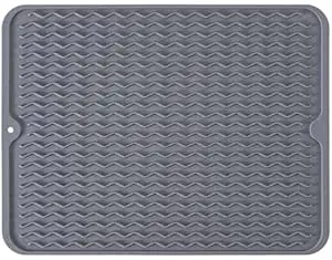 VHKD Silicon Dish Drying mat Non-Slip Coffee Machine Easy Clean Sink Large Heat-Resistant Dish Drainer Kitchen Counter Sink Refrigerator Drawer Liner Utensils Drying mat (Grey 30x40cm)