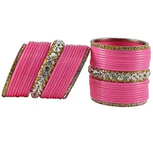 MAYA FASHION Pink Stone Acrylic-Brass Bangle Elegant Extra Large Size Bangle | Perfect Fit for Plus Size banglesTrendy and Comfortable Fit for woman and girls | (Sku-ban1719)