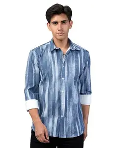 Jeyachandran Textiles Native Bull Retro Blue Casual Printed Shirt for Men - M