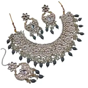 PAL FASHION'S Jewellery Set Kundan & Beads Studded Choker Necklace Set For Women 002-42-1