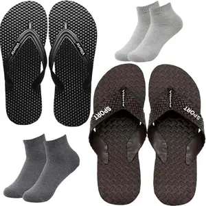 Vitoria Men Slippers | Soft Comfortable Stylish And Anti Skid Men's Flip-Flops & Slippers | Color : Multicolor | Size : 8, 2SLPDanaBlkBoltCofeDrkGryLgtGryScks-8