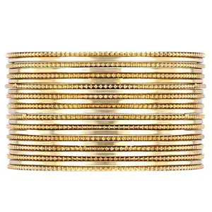 Peora Gold Plated Metal Bangles Set Ethnic Jewellery Function Wear Navratri Gift For Women Girls (2.6 Inch)