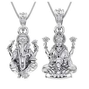 A AKSHAT SAPPHIRE Sterling Silver (92.5% purity) pair of God Ganesh and Laxmi Pendant for Men & Women Pure Silver Lord Ganesha and lakshmi Locket for Good Health & Wealth
