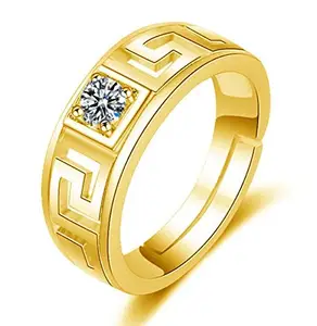 dc jewels 24KT Gold Plated Swarovski Solitaire Adjustable Rings for Men