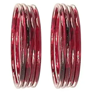 Glass Bangle Women's Designer Plain Glossy Glass Kada Set For Women With Diamond Cut Design | Fancy Designer Glass Bangles | Traditional Chudi| Stylish Glass Kada For Wedding - Set Of 8