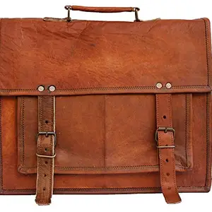 ZNT BAGS Leather Brown Laptop Messenger Bags Genuine Leather Laptop Office Bags for Men & Women,10 x 13 Inch)
