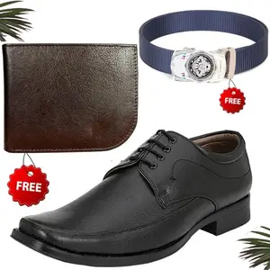 Vitoria Men's Attractive PU Formal/Party Shoes | Shoes Combo with Free Wallet & Belt | Stylish & Comfortable | Ideal for Office, Casual Outings, Parties (2769_TCC-BR-1002) (Multicolor)(Size: 9UK)