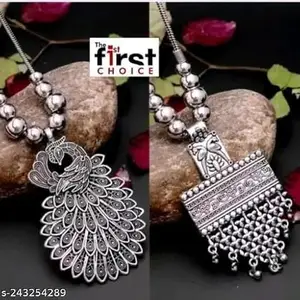 OXI Oxidised Round Chain Pendant Long Necklace For Girls and women's Design_84