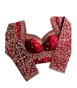 Women's Vichitra Silk Embroidered Half Sleeve Blouse Piece Work Readymade Blouse for Women | Any Occasion || Saree Blouse