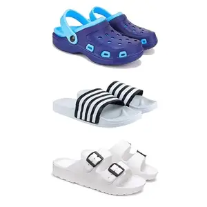 WINGSCRAFT Lightweight Classic Clogs || Sandals with Slider for Men-Combo(3)-3019-3026-3113-8 White-6668