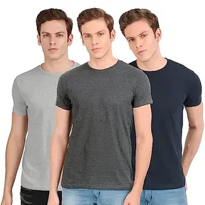 Scott International Men's Regular Fit Basic Cotton Round Neck T-Shirts Pack of 3 (BSH3-BSH4-BSH11-XL_Multicolour_X-Large)