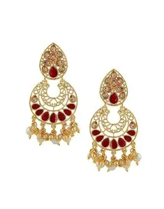 ANURADHA PLUS® Maroon Colour Gold Finish Fancy Traditional Earrings for Women/Girls