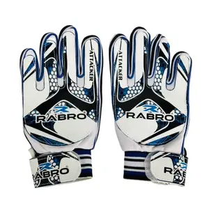 RABRO Football Goal Keeper Gloves, Attacker Goalkeeper Gloves for Men, Women (White/Blue, M)