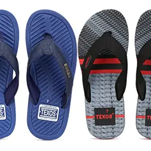 Axter Comfortable Multicolor Pack of 2 Slippers & Flip-Flop for Men 7 UK (Combo-(2)-1738-1745)
