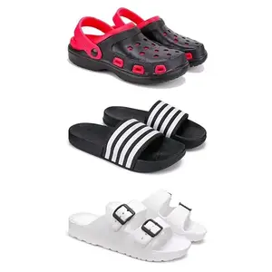 WINGSCRAFT-Lightweight Classic Clogs || Sandals with Slider Adjustable Back Strap for Men-Combo(3)-3017-3024-3113-8 White