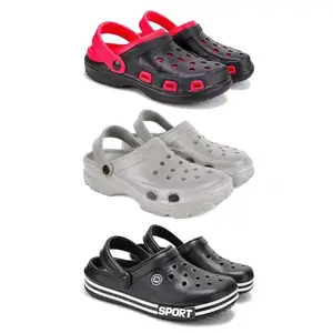 DRACKFOOT-Lightweight Classic Clogs || Sandals with Slider Adjustable Back Strap for Men-Combo(3)_S-3017-3124-3014-9 Black
