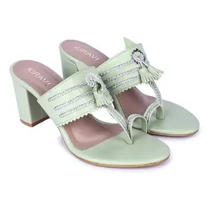 KIRAVI Fairy World Heels For Womens And Girls Color- Green Size- 7