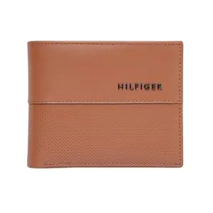 TOMMY HILFIGER Leather Wallet for Men, Global Coin Wallet, Tuxtla, Tan