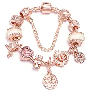 Peora Rose Gold Plated Cubic Zirconia Studded Bracelet Stylish Fashion Jewellery Gift for Girls & Women (PX3B72)