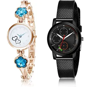 NEUTRON Rich Analog White and Black Color Dial Women Watch - G435-(11-L-10) (Pack of 2)