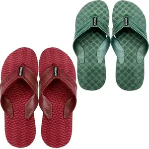 Vitoria Men Slippers | Soft Comfortable Stylish And Anti Skid Men's Flip-Flops & Slippers | Color : Green-Maroon | Size : 9, FPKS01SpidrGrnSlprS03WveMhunSlpr2SP-9