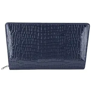Leather Junction PU Leather Large Capacity Blue Zipper Wallet for Women (13371100)