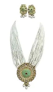 Latest Stylish Stone Studded Jewellery Set for Women |Festive Wedding Party Necklace Earrings|JS_284|