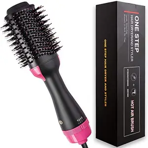 CPHREX CPHREX One Step Hair Dryer and Volumizer, Hot Air Brush, 3 in1 Styling Brush Styler, Negative Ion Hair Straightener Curler Brush for All Hairstyle, Black
