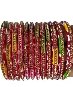 Generic RPA FANTASTIC Non-Precious Metal Base Metal with Cutting Shaped Bangle Set For Women and Girls (pak of 12)| (XL)