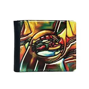 DIYthinker DIYthinker Men's Irregular Pattern Colorful Western Style Abstract Art Oil Painting Flip Bifold Faux Leather Wallet Multi-Function Card Purse Gift One Size Multicolor