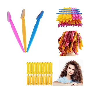 Verbier Set Of 18 Hair Curling Roller Heatless Roller With Eyebrow Hair Trimmer For Women And Girls Set Of 1