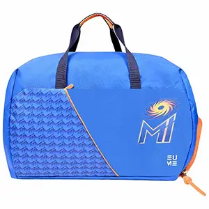 EUME IPL 2023 MI Mumbai Indians 33 Ltrs Duffle Bag, Polyester, Light Weight Bags Come with Enough Space with Shoe Compartment for Men and Women Gym Travel and Sport, Royal Blue