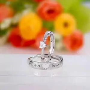 Men Valentine Smart Temperature Combo Ring Silver & Black (IR8961)