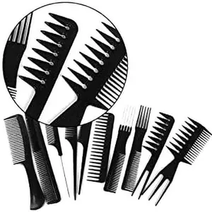Bro Flame 10Pcs Pro Salon Hair Cut Styling Hairdressing Barbers Combs Brush Set