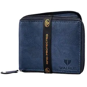 Walrus Brye II Blue Nature Friendly Vegan Leather Zipper Men Wallet with RFID Protection